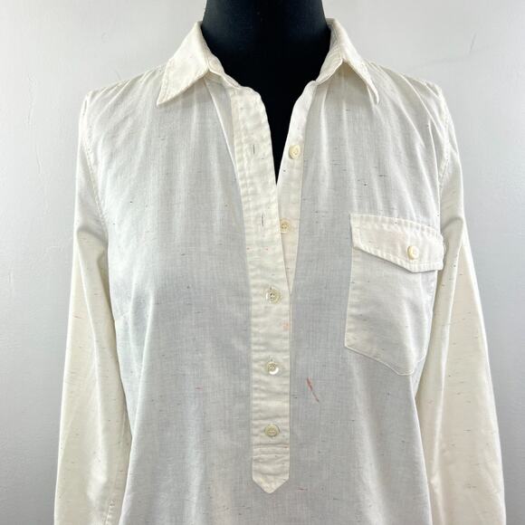 J. Crew White Multi Strand Half Button Down Casual Relaxed Fit Shirt 6 - Picture 2 of 7